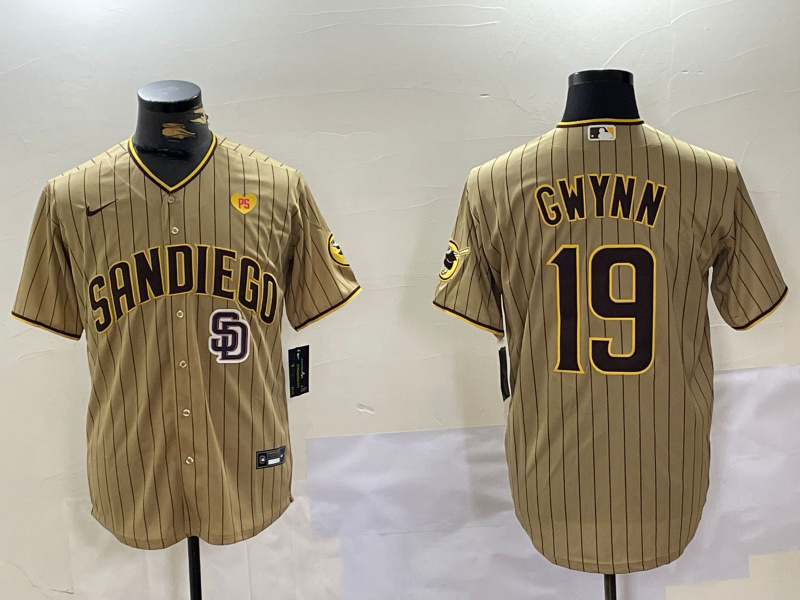 Personalized Men’s San Diego Padres #19 Tony Gwynn Tan Cool Base Stitched Baseball Jerseys