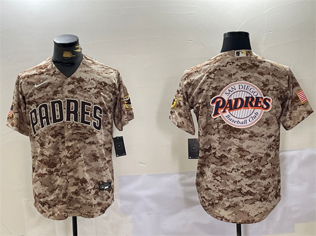 Personalized Men’s San Diego Padres Tan Camo Team Big Logo Cool Base Stitched Baseball Jersey