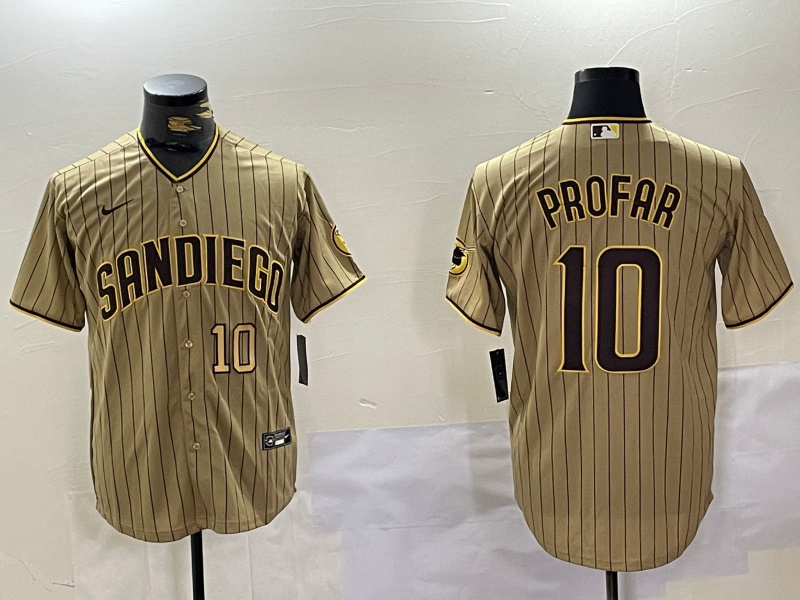 Personalized Men’s San Diego Padres #10 Jurickson Profar Tan Cool Base Stitched Baseball Jerseys