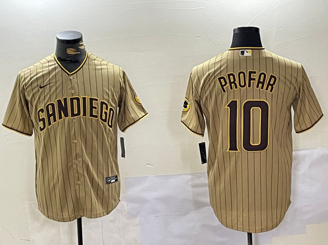 Personalized Men’s San Diego Padres #10 Jurickson Profar Tan Cool Base Stitched Baseball Jerseys