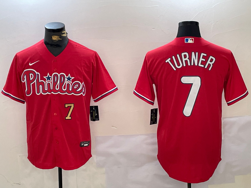 Personalized Men’s Philadelphia Phillies #7 Trea Turner Red Cool Base Stitched Jerseys