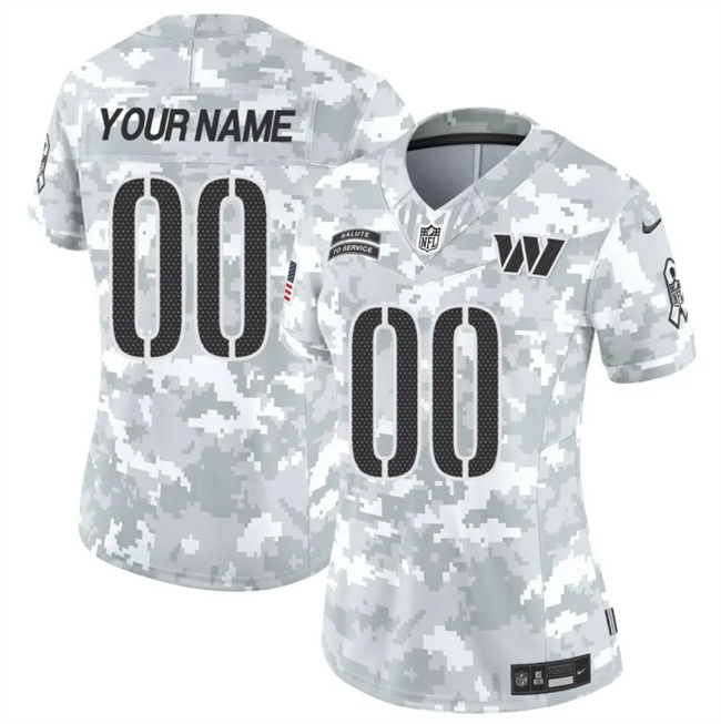 Personalized Women’s Washington Commanders Active Player 2024 F.U.S.E Arctic Camo Salute To Service(Run Small)