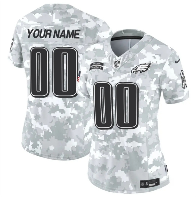 Personalized Women’s Philadelphia Eagles Active Player 2024 F.U.S.E Arctic Camo Salute To Service Limited Stitched Jersey(Run Small)