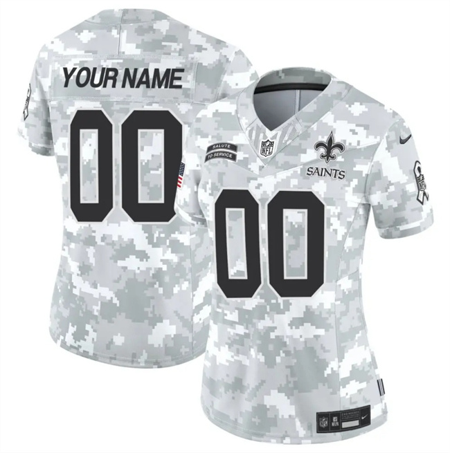 Personalized Women’s New Orleans Saints Active Player 2024 F.U.S.E Arctic Camo Salute To Service Limited Stitched Football Jersey(Run Small)