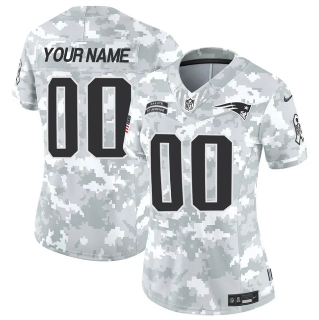 Personalized Women’s New England Patriots Active Player 2024 F.U.S.E Arctic Camo Salute To Service Limited Stitched Jersey(Run Small)