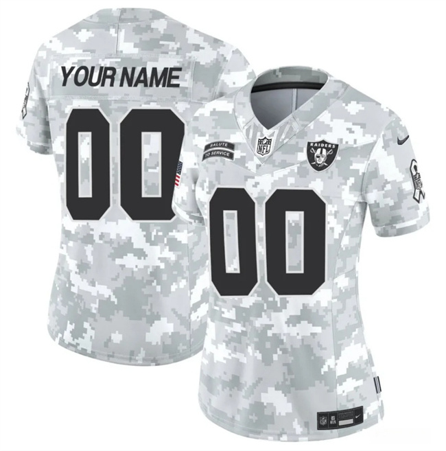 Personalized Women’s Las Vegas Raiders Active Player 2024 F.U.S.E Arctic Camo Salute To Service Limited Stitched Jersey(Run Small)