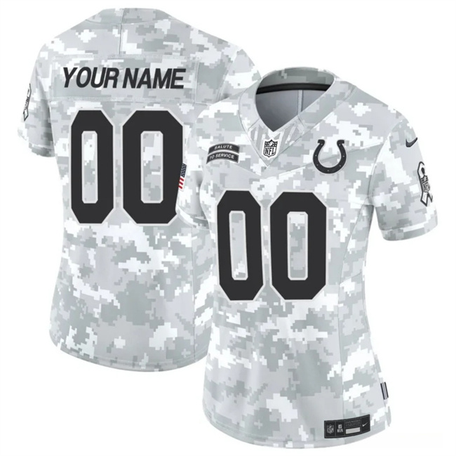 Personalized Women’s Indianapolis Colts Active Player 2024 F.U.S.E Arctic Camo Salute To Service Limited Stitched Jersey(Run Small)