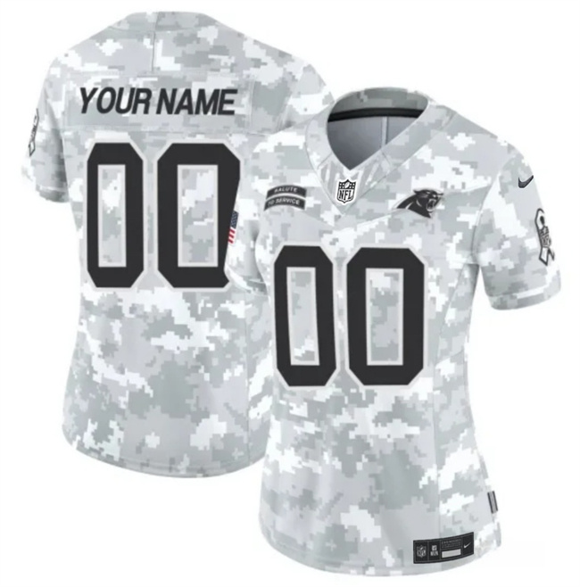 Personalized Women’s Carolina Panthers Active Player 2024 F.U.S.E Arctic Camo Salute To Service Limited Stitched Football Jersey(Run Small)