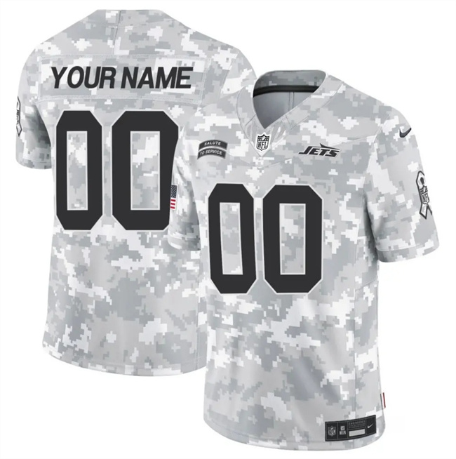 Personalized Men’s New York Jets Active Player 2024 F.U.S.E Arctic Camo Salute To Service Limited Stitched Football Jersey