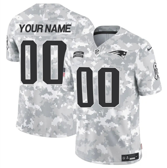 Personalized Men’s New England Patriots Active Player 2024 F.U.S.E Arctic Camo Salute To Service Limited Stitched Jersey