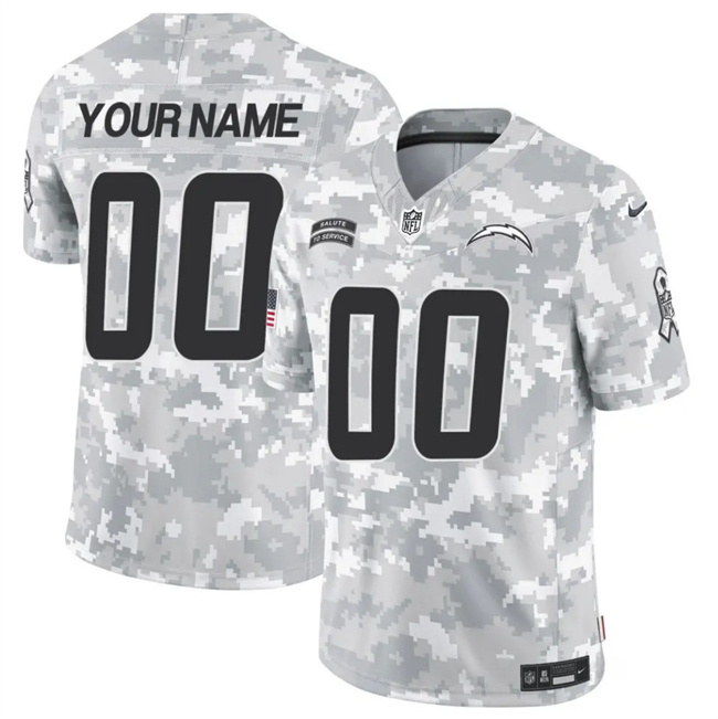 Personalized Men’s Los Angeles Chargers Active Player 2024 F.U.S.E Arctic Camo Salute To Service Limited Stitched Football Jersey