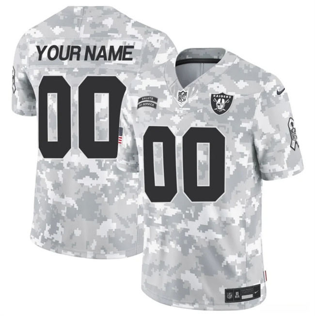 Personalized Men’s Las Vegas Raiders Active Player 2024 F.U.S.E Arctic Camo Salute To Service Limited Stitched Football Jersey