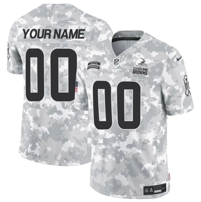 Personalized Men’s Cleveland Browns Active Player 2024 F.U.S.E Arctic Camo Salute To Service Limited Stitched Football Jersey
