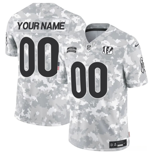 Personalized Men’s Cincinnati Bengals Active Player 2024 F.U.S.E Arctic Camo Salute To Service Limited Stitched Football Jersey