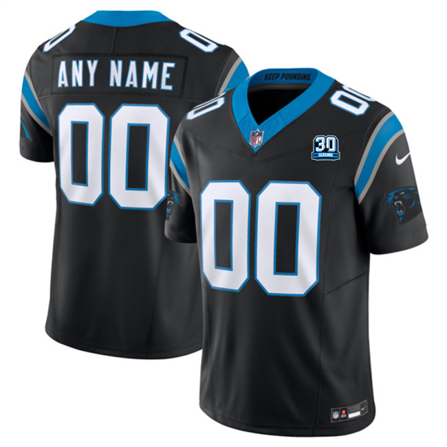 Personalized Men’s Carolina Panthers Active Player Black 2024 30th Anniversary Patch F.U.S.E. Limited Stitched Football Jersey