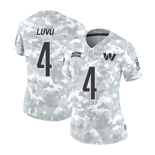 Personalized Women’s Limited Arctic Camo #4 Frankie Luvu Washington Commanders 2024 Salute to Service