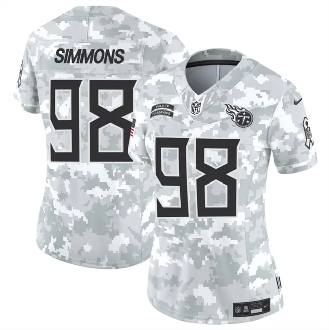 Personalized Women’s Tennessee Titans #98 Jeffery Simmons 2024 F.U.S.E Arctic Camo Salute To Service Limited Stitched Football Jersey(Run Small)