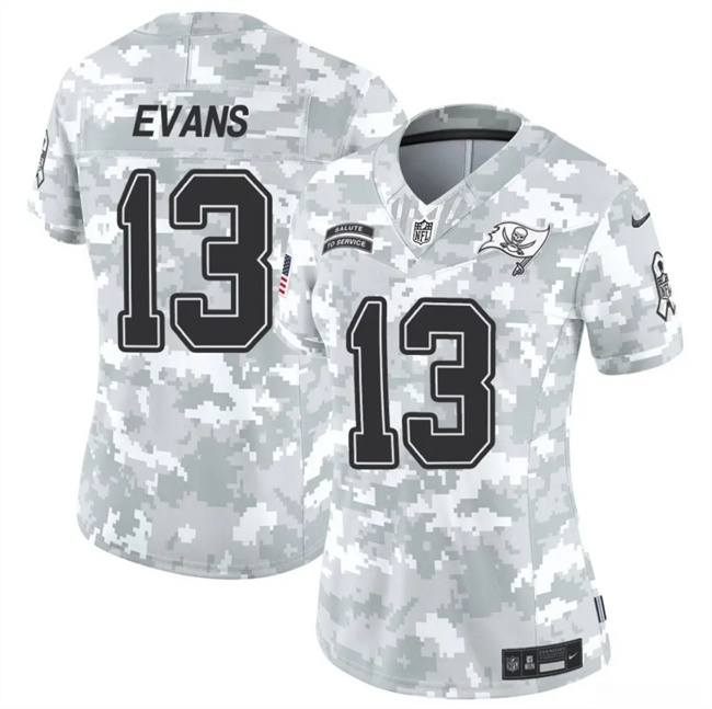 Personalized Women’s Tampa Bay Buccaneers #13 Mike Evans 2024 F.U.S.E Arctic Camo Salute To Service Limited Stitched Football Jersey(Run Small)