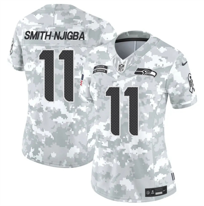 Personalized Women’s Seattle Seahawks #11 Jaxon Smith-Njigba 2024 F.U.S.E Arctic Camo Salute To Service Limited Stitched Football Jersey(Run Small)