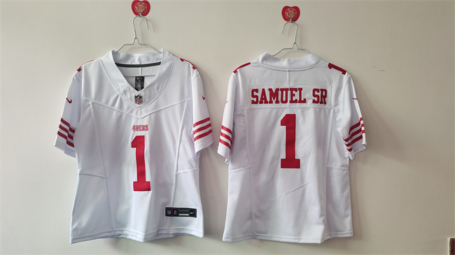 Personalized Women’s San Francisco 49ers #1 Deebo Samuel Sr. White F.U.S.E Untouchable Stitched Jersey(Run Small)