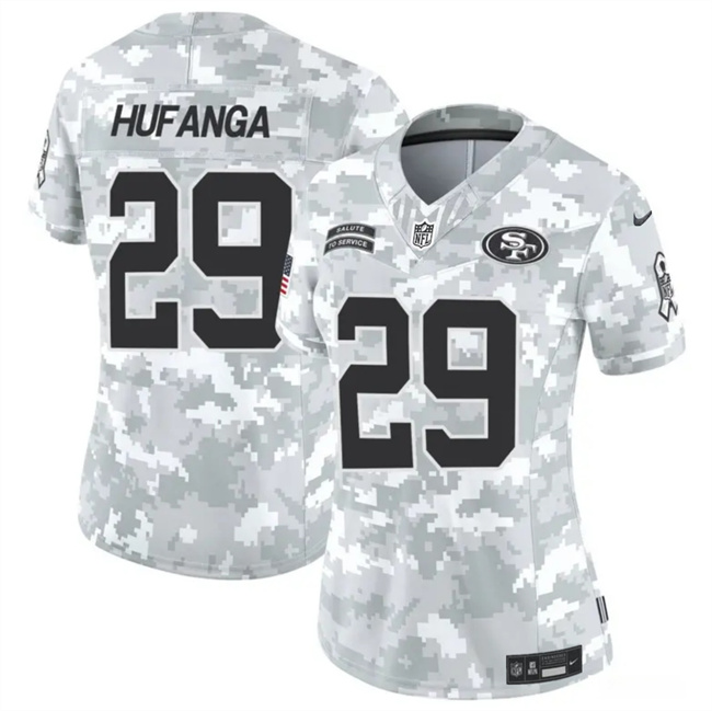Personalized Women’s San Francisco 49ers #29 Talanoa Hufanga 2024 F.U.S.E Arctic Camo Salute To Service Limited Stitched Jersey(Run Small)