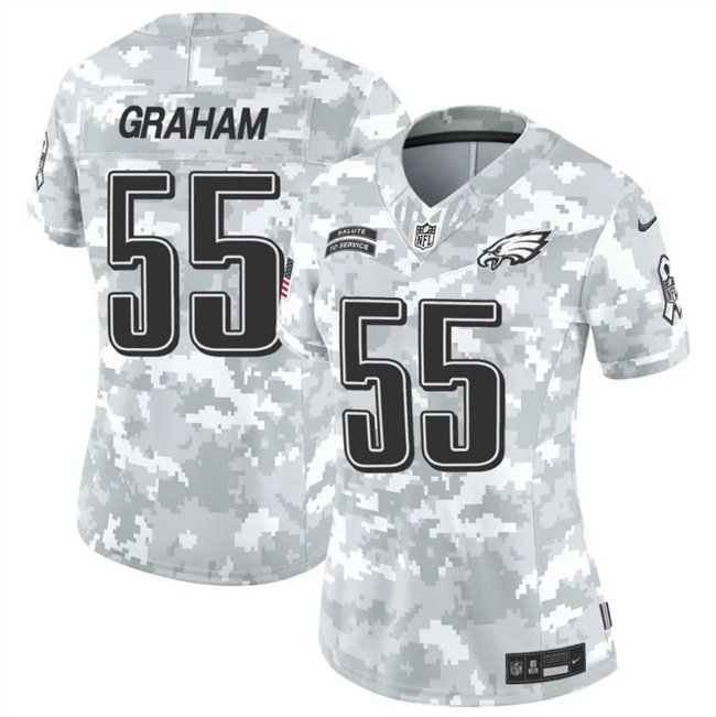Personalized Women’s Philadelphia Eagles #55 Brandon Graham 2024 F.U.S.E Arctic Camo Salute To Service Limited Stitched Jersey(Run Small)