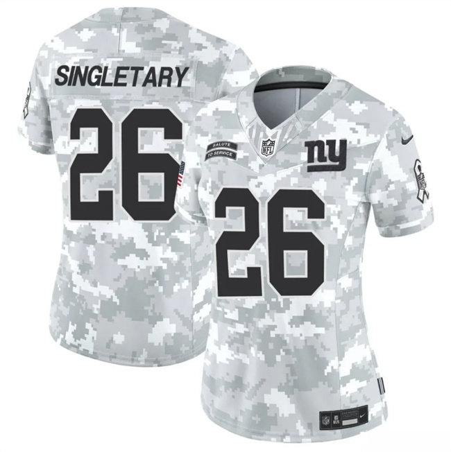 Personalized Women’s New York Giants #26 Devin Singletary 2024 F.U.S.E Arctic Camo Salute To Service Limited Stitched Football Jersey(Run Small)