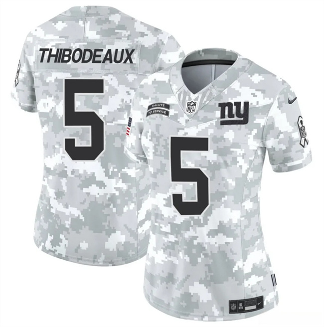 Personalized Women’s New York Giants #5 Kayvon Thibodeaux 2024 F.U.S.E Arctic Camo Salute To Service Limited Stitched Football Jersey(Run Small)