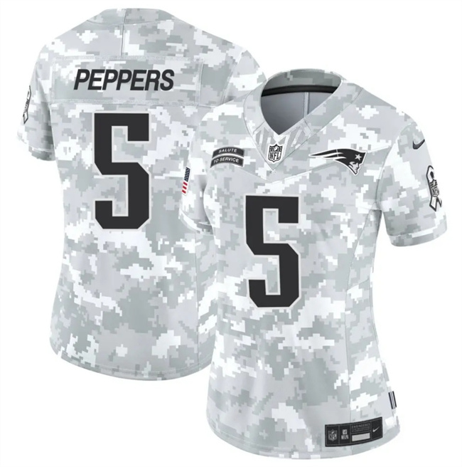 Personalized Women’s New England Patriots #5 Jabrill Peppers 2024 F.U.S.E Arctic Camo Salute To Service Limited Stitched Jersey(Run Small)