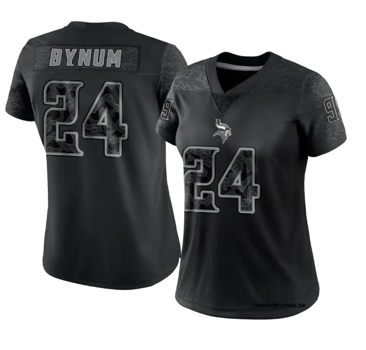 Personalized Women’s Minnesota Vikings #24 Camryn Bynum Black Limited Reflective Jerseys