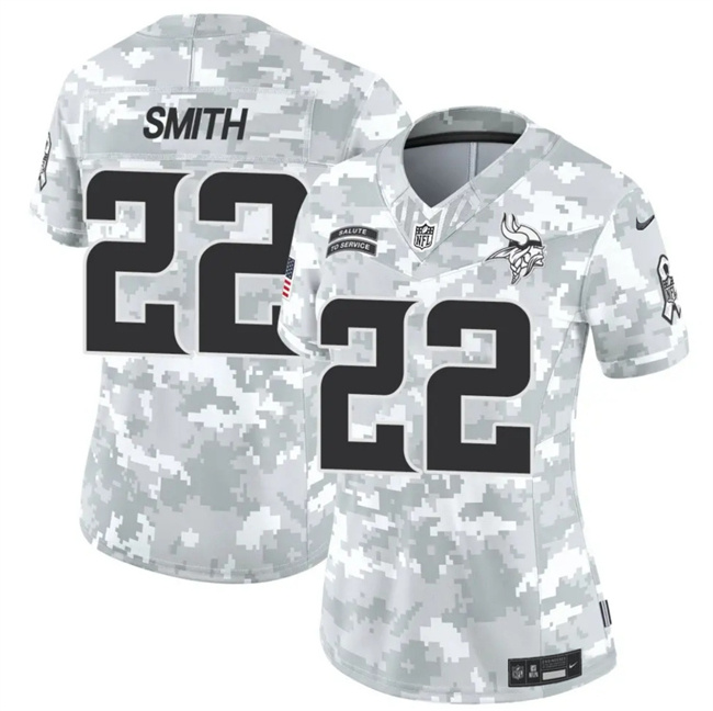 Personalized Women’s Minnesota Vikings #22 Harrison Smith 2024 F.U.S.E Arctic Camo Salute To Service Limited Stitched Jersey(Run Small)