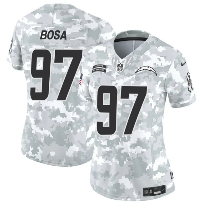 Personalized Women’s Los Angeles Chargers #97 Joey Bosa 2024 F.U.S.E Arctic Camo Salute To Service Limited Stitched Football Jersey(Run Small)