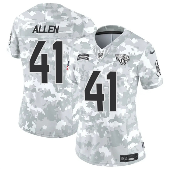 Personalized Women’s Jacksonville Jaguars #41 Josh Hines-Allen 2024 F.U.S.E Arctic Camo Salute To Service Limited Stitched Football Jersey(Run Small)