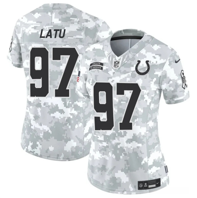 Personalized Women’s Indianapolis Colts #97 Laiatu Latu 2024 F.U.S.E Arctic Camo Salute To Service Limited Stitched Jersey(Run Small)
