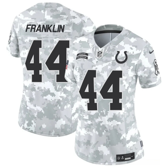 Personalized Women’s Indianapolis Colts #44 Zaire Franklin 2024 F.U.S.E Arctic Camo Salute To Service Limited Stitched Jersey(Run Small)