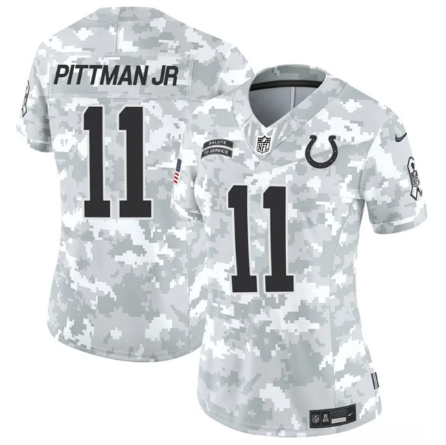 Personalized Women’s Indianapolis Colts #11 Michael Pittman Jr. 2024 F.U.S.E Arctic Camo Salute To Service Limited Stitched Jersey(Run Small)