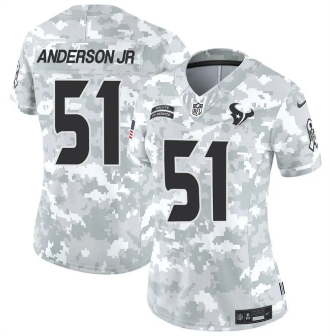 Personalized Women’s Houston Texans #51 Will Anderson Jr 2024 F.U.S.E Arctic Camo Salute To Service Limited Stitched Football Jersey(Run Small)