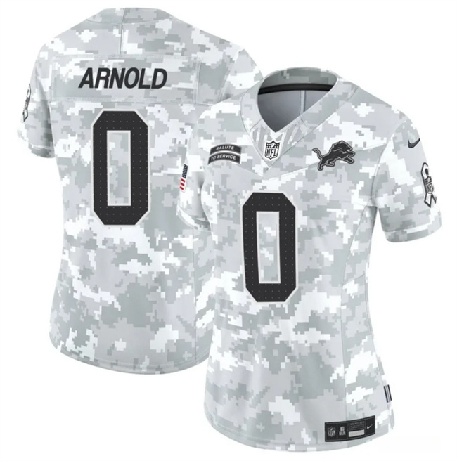 Personalized Women’s Detroit Lions #0 Terrion Arnold 2024 F.U.S.E Arctic Camo Salute To Service Limited Stitched Jersey(Run Small)