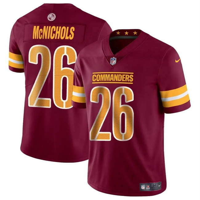 Personalized Men’s Washington Commanders #26 Jeremy McNichols Burgundy 2024 Limited Stitched Football Jersey
