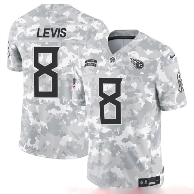 Personalized Men’s Tennessee Titans #8 Will Levis 2024 F.U.S.E Arctic Camo Salute To Service Limited Stitched Football Jersey