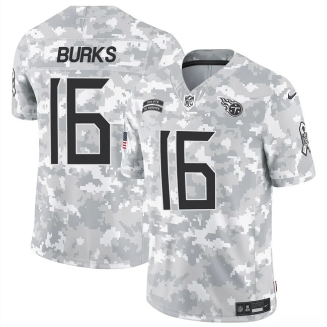 Personalized Men’s Tennessee Titans #16 Treylon Burks 2024 F.U.S.E Arctic Camo Salute To Service Limited Stitched Football Jersey