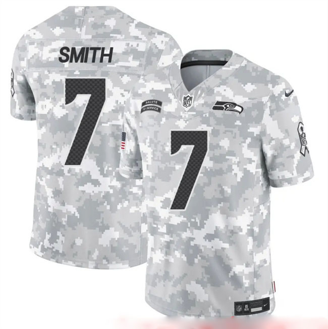 Personalized Men’s Seattle Seahawks #7 Geno Smith 2024 F.U.S.E Arctic Camo Salute To Service Limited Stitched Football Jersey
