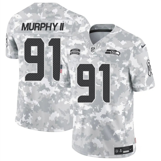 Personalized Men’s Seattle Seahawks #91 Byron Murphy II 2024 F.U.S.E Arctic Camo Salute To Service Limited Stitched Football Jersey
