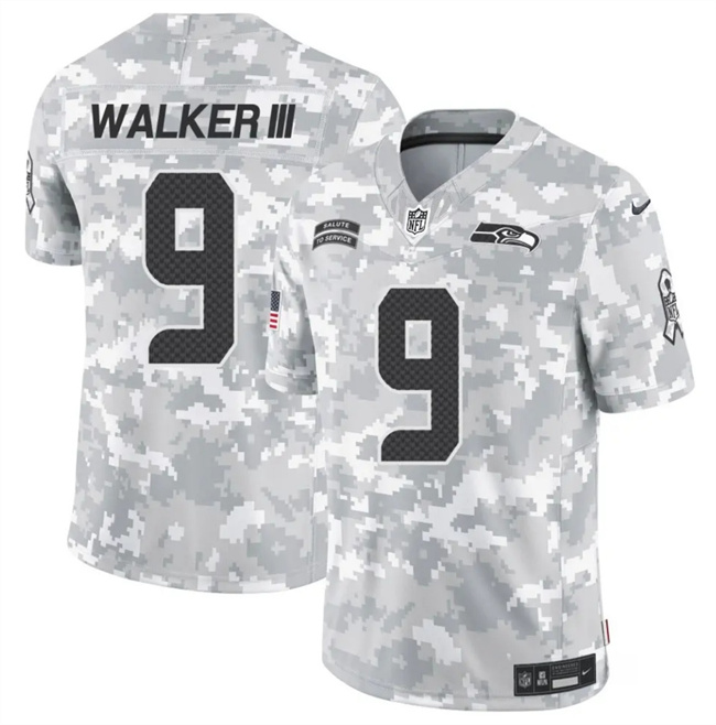 Personalized Men’s Seattle Seahawks #9 Kenneth Walker III 2024 F.U.S.E Arctic Camo Salute To Service Limited Stitched Football Jersey