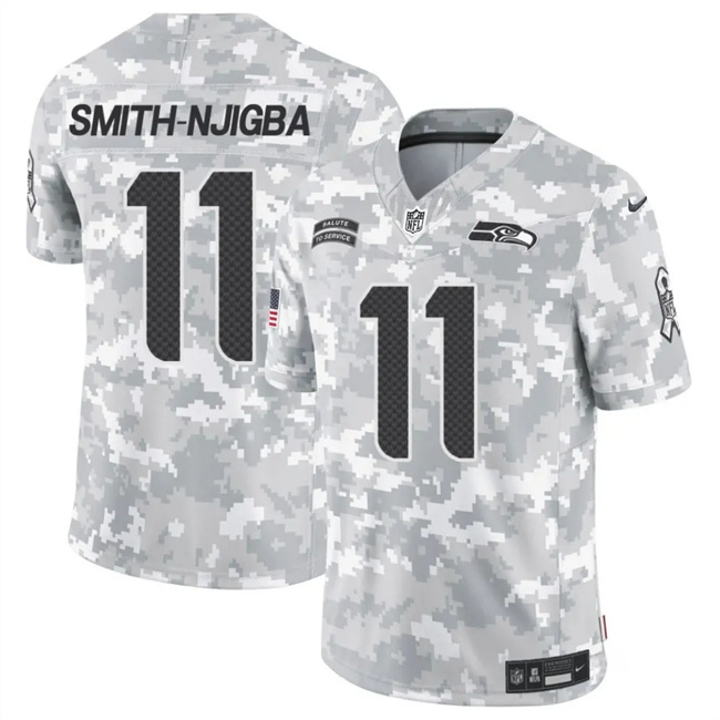 Personalized Men’s Seattle Seahawks #11 Jaxon Smith-Njigba 2024 F.U.S.E Arctic Camo Salute To Service Limited Stitched Football Jersey