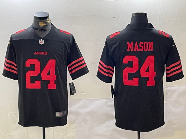 Personalized Men’s San Francisco 49ers #24 Jordan Mason Black Untouchable Limited Stitched Jersey