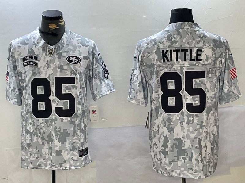 Personalized Men’s San Francisco 49ers #85 George Kittle 2024 F.U.S.E Arctic Camo Salute To Service Limited Stitched Football Jersey