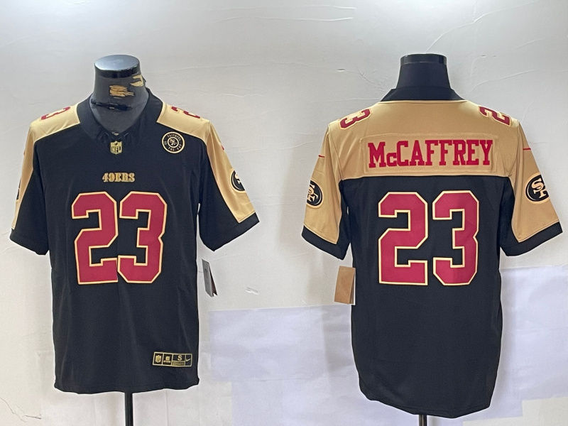 Personalized Men’s San Francisco 49ers #23 Christian McCaffrey BlackWhite 2024 F.U.S.E Patch Alternate Limited Stitched Football Jerseys