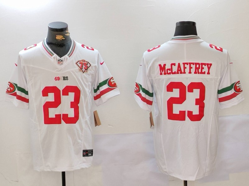 Personalized Men’s San Francisco 49ers #23 Christian McCaffrey White F.U.S.E. Mexico Faithful To The Bay Patch Limited Stitched Football Jerseys