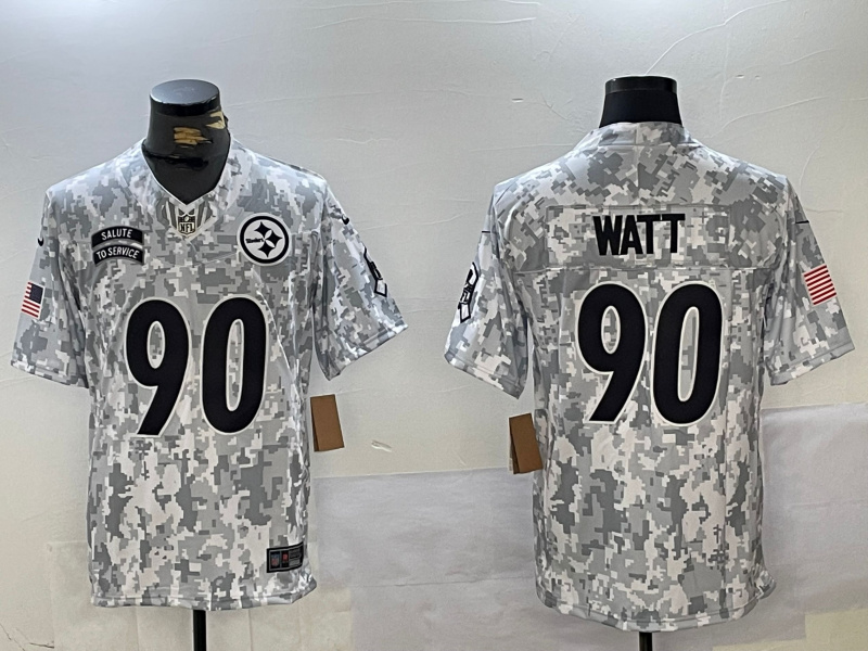 Personalized Men’s Pittsburgh Steelers #90 T. J. Watt 2024 F.U.S.E Arctic Camo Salute To Service Limited Stitched Football Jersey